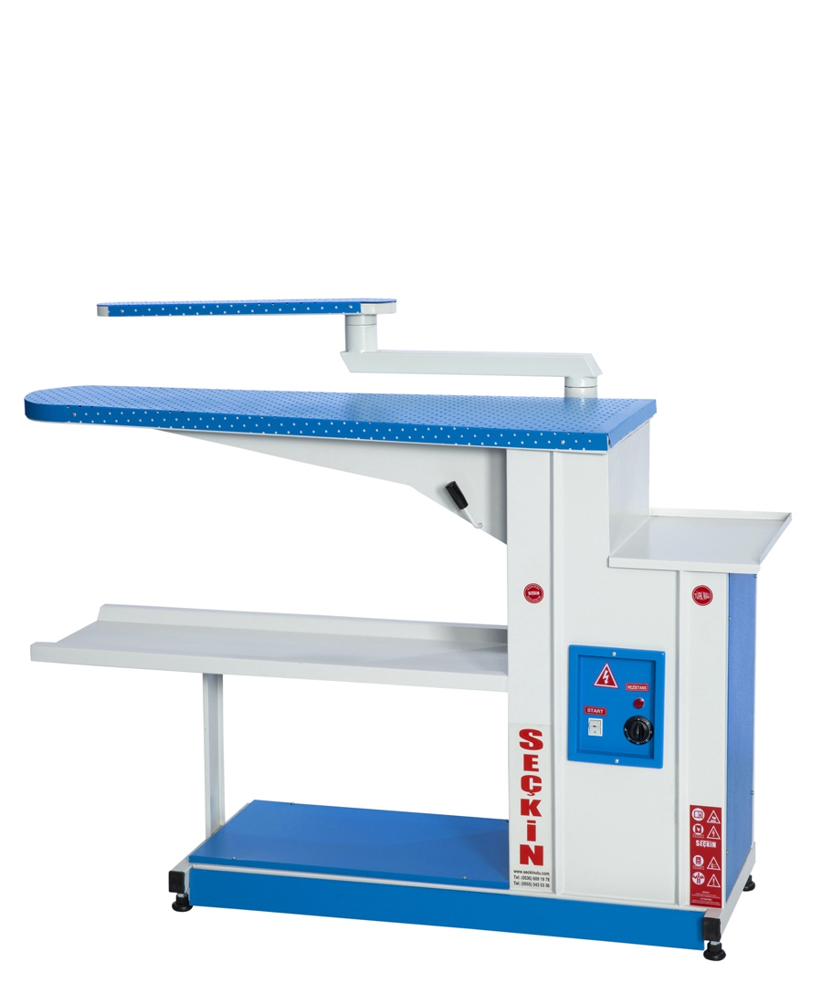 NARROW TYPE IRONING TABLE WITH ARM AND MINI STEAM BOILER BASE