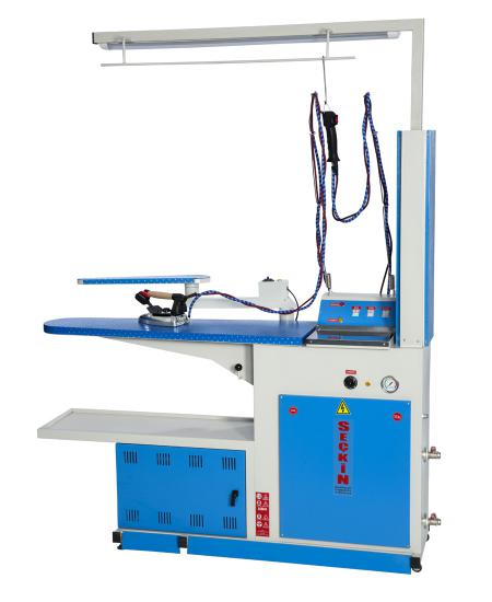 FULL AUTOMATIC IRONING TABLE WITH STEAM BOILER SYSTEM AND 2 OUTLET - LIGHTING - ARM KIT - VENTED